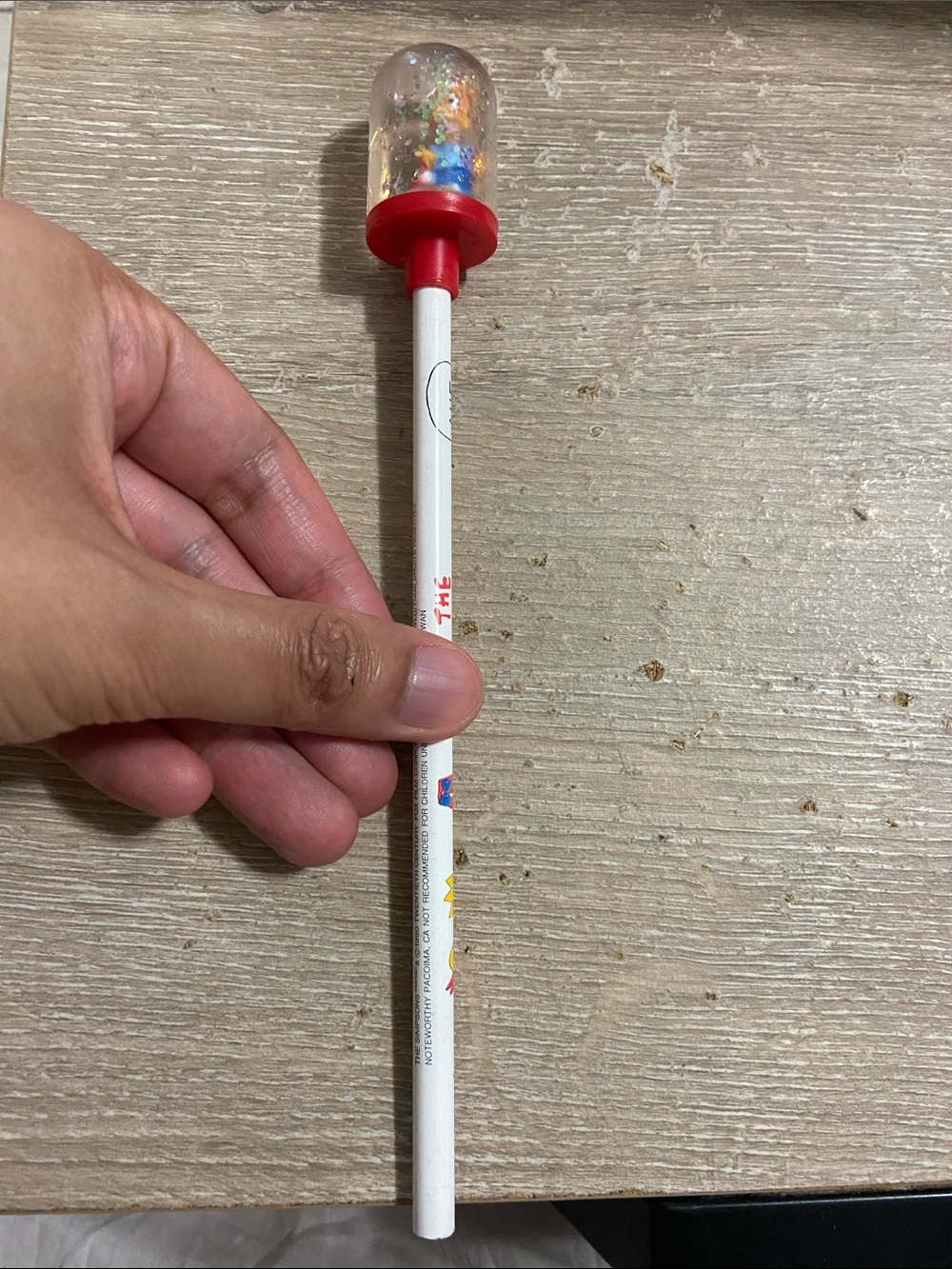 Vintage 1990 The Simpsons Glitter Bart w/ Skateboard Bubble Top Novelty Pencil